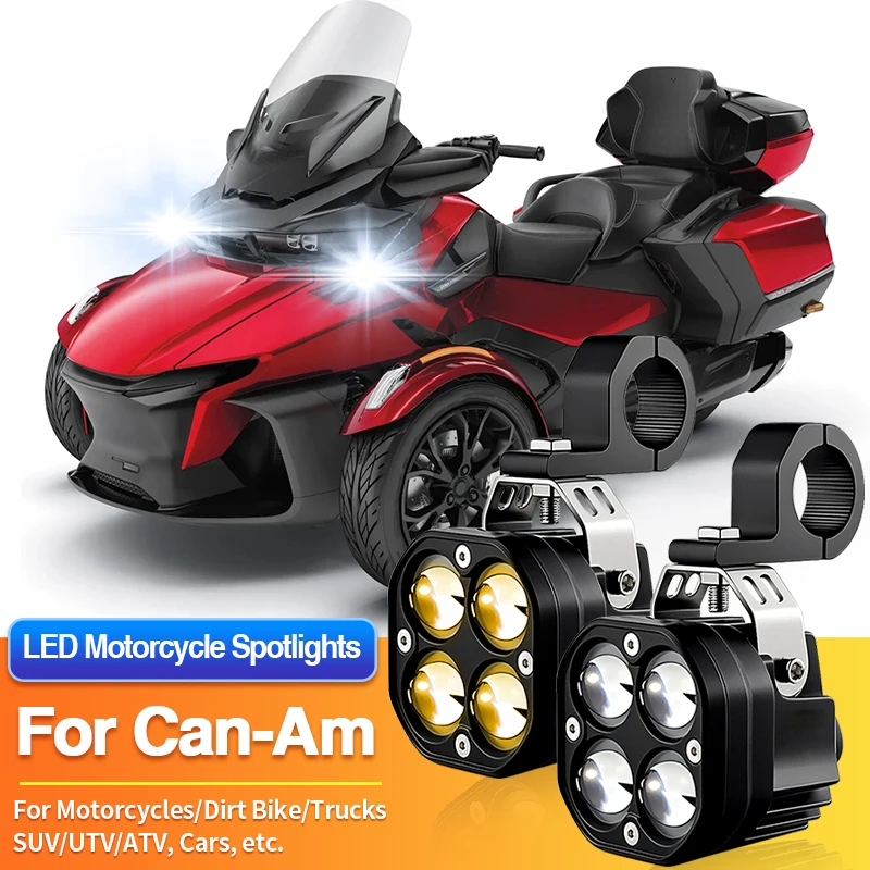 1 Set LED Motorcycles Headlight Dual Color Spotlight Truck Car SUV ATV for Can-Am Renegade/Ryker 600 Ace/Spyder F3 SE6/F3-S SM6