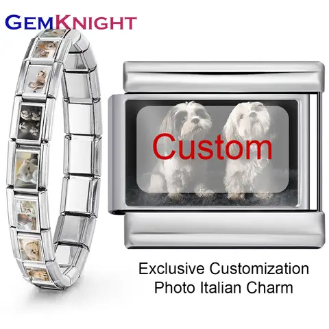 1pc 9mm Personalization Customized Italian Charm Custom Picture LOGO Souvenir Bead Bracelet Stainless Steel Jewelry DIY Making