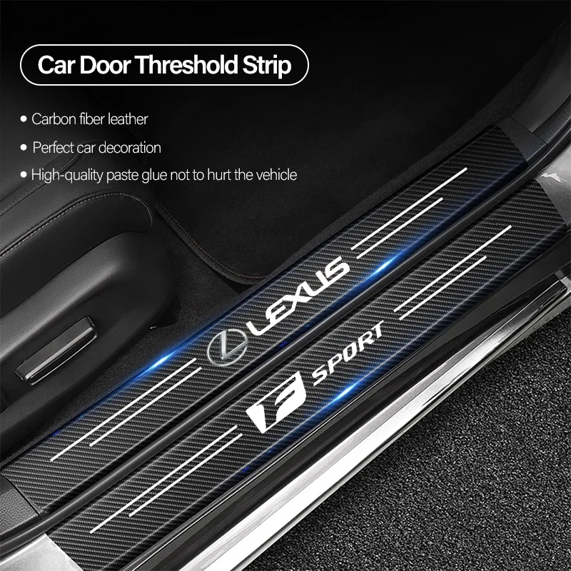 1/4/5 Uds. Placa de desgaste de alféizar de puerta de coche decoración pegatinas de fibra de carbono para Lexus ES350 IS350 LS400 RX330 IS300h RX400h GS300 LX570 LS460