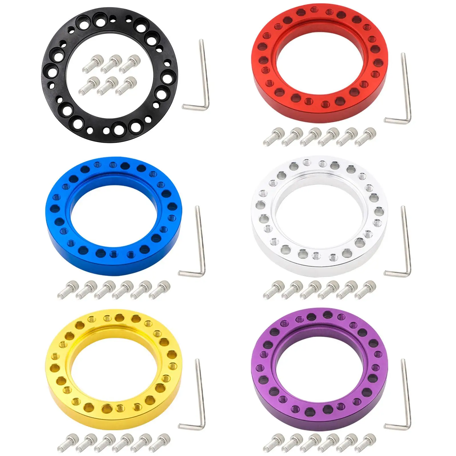 Aluminum Car Steering Wheel Hub Adapter Spacer Pad W/ 6 Screws Vehicle Parts Wheels Accessories Conversion Spacer Racing Car