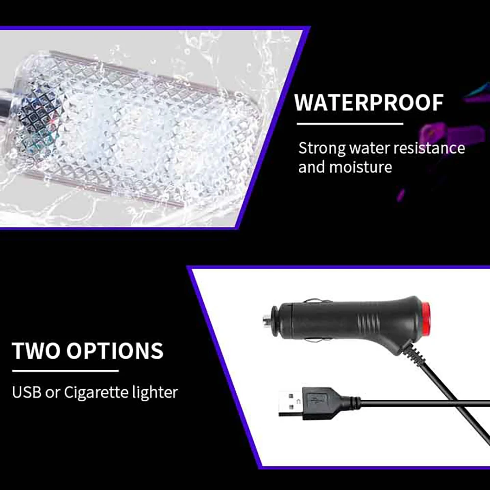 RGB الداخلية المحيطة ضوء لسيارة النيون مصباح لتهيئة الجو قطاع ضوء USB/السجائر القدم ضوء السيارات البيئة مصباح للزينة