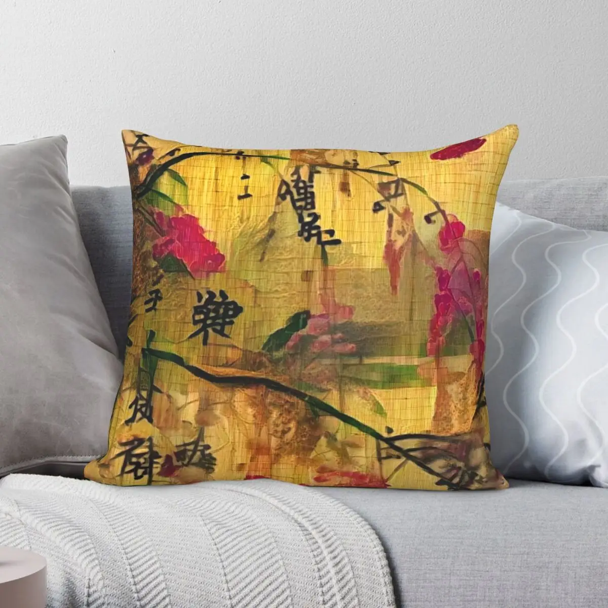 

Oriental Painting Japanese Style Square Pillowcase Polyester Linen Velvet Pattern Throw Pillow Case Sofa Seater Cushion Cover