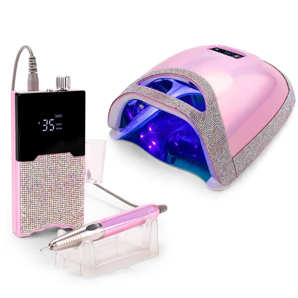 Cloverfei Diamond Pnk UV LED Nail Lamp Rechargeable Fast Curing Gel Polish Dryer Portable Home Use 4 Hours Battery