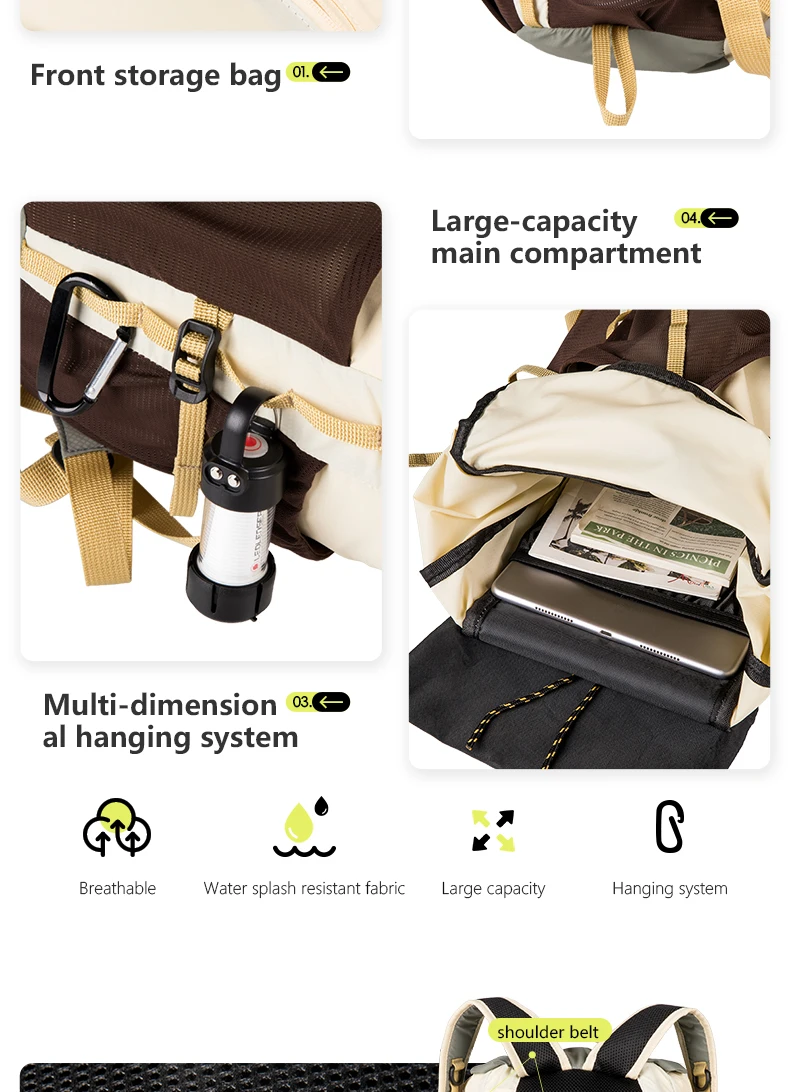 BISINNA 22L Wanderrucksack, tragbar, ultraleicht, wasserdicht, Nylontasche, für Herren und Damen, faltbar, Sporttasche für Camping, Reisen, Klettern – Detail 3