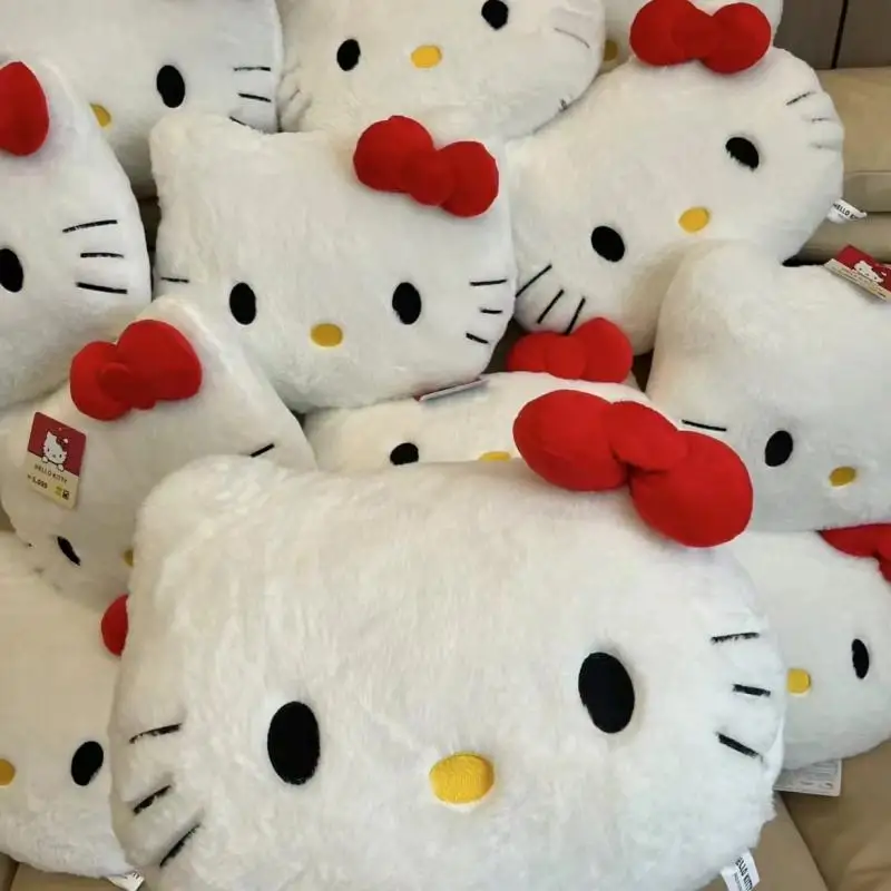 Kawaii Sanrio Hello Kitty Big Head Pillow Soft Filling Doll Office Bolster Cute Cartoon Kt Cat Plush Toy Decoration Kid Gift