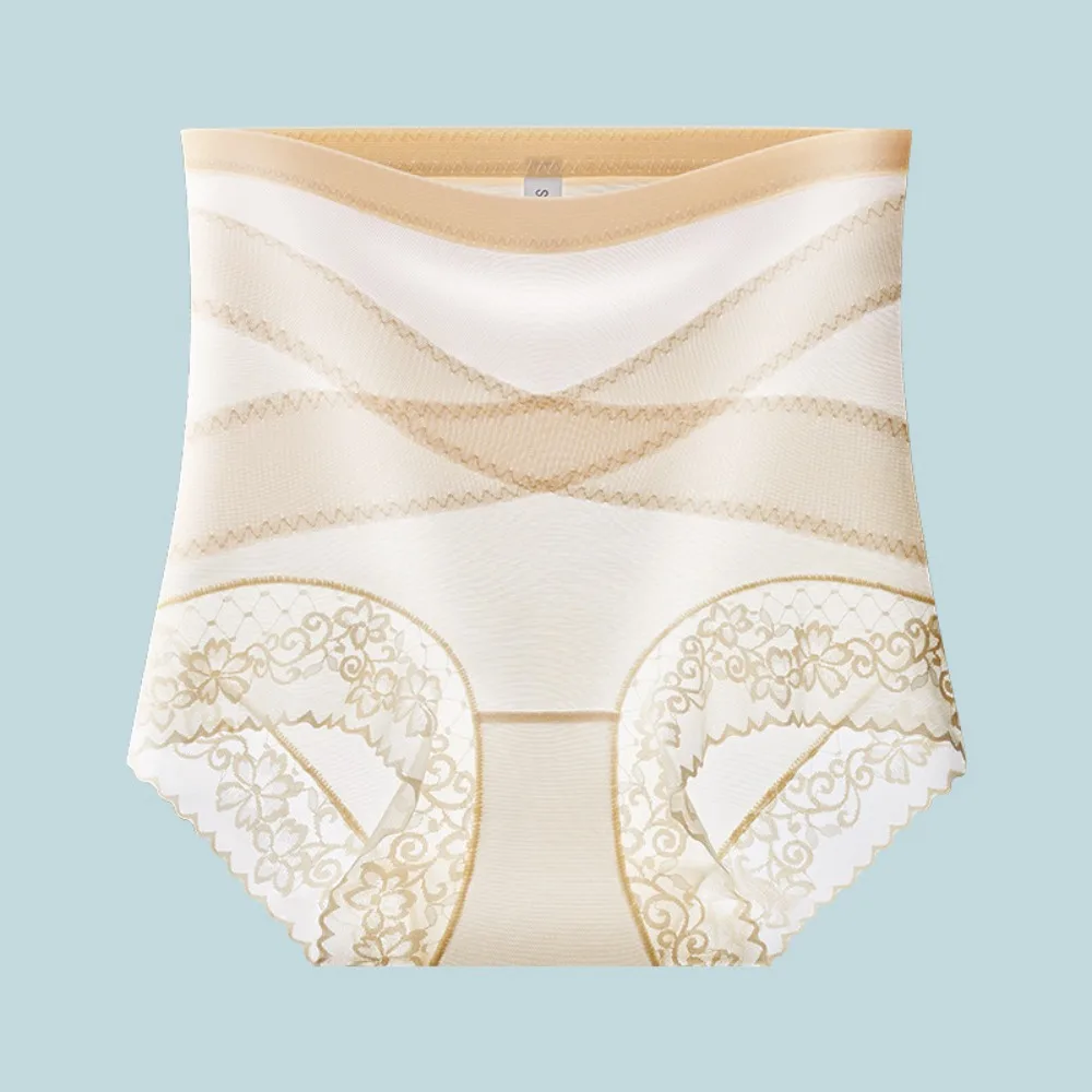 Hohe Taille Dünne Spitze Höschen Shapewear Maulbeerseide Schritt Postpartale Body Shaper Taille Trainer Nahtlose Butt Lifter Unterhose
