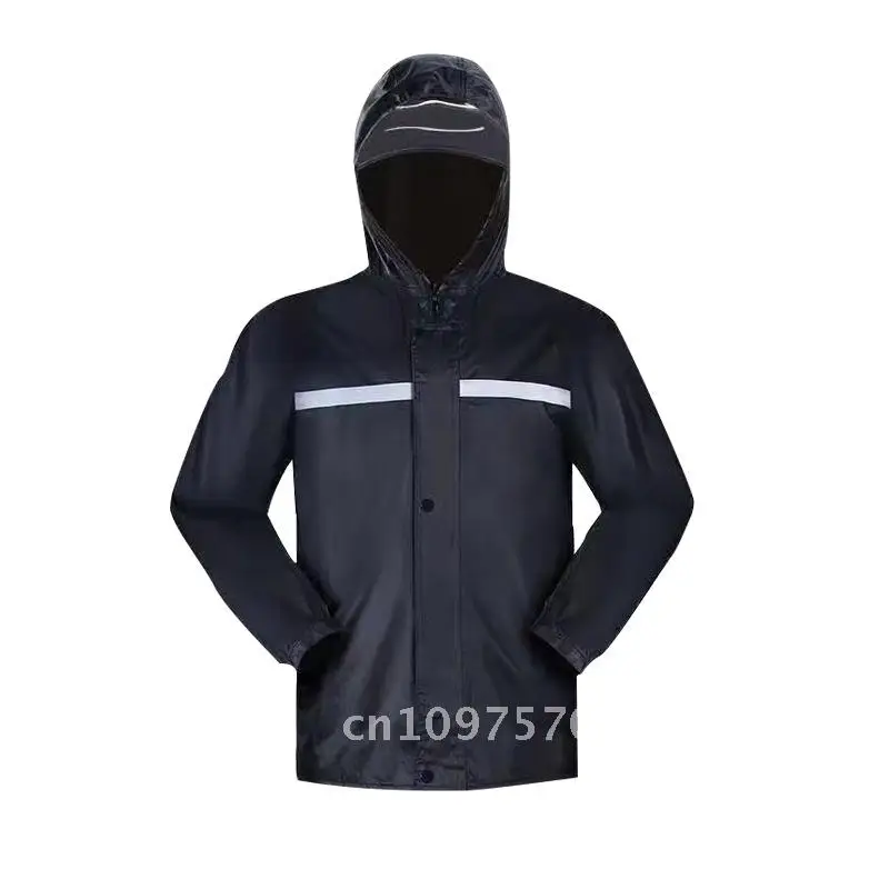 

Adult Thickened Oxford Cloth Reflective Raincoat Set Waterproof Labor Protection Outdoor Hiking Rain Pants Suit Black M-4XL