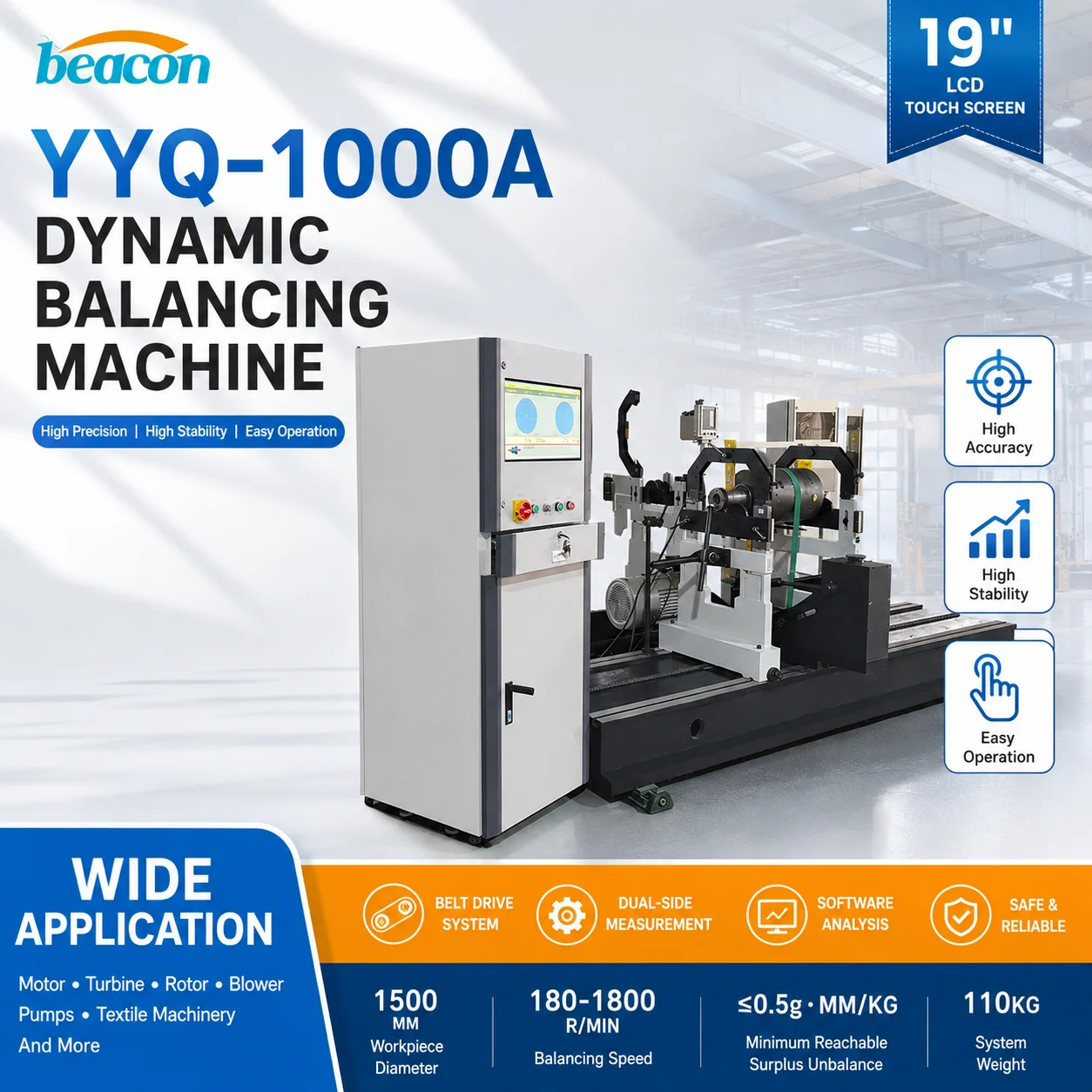 Car Service Machine YYQ-1000A Horizontal Hard Support Dynamic Balancing Machine Roller Bearing Balance Machine