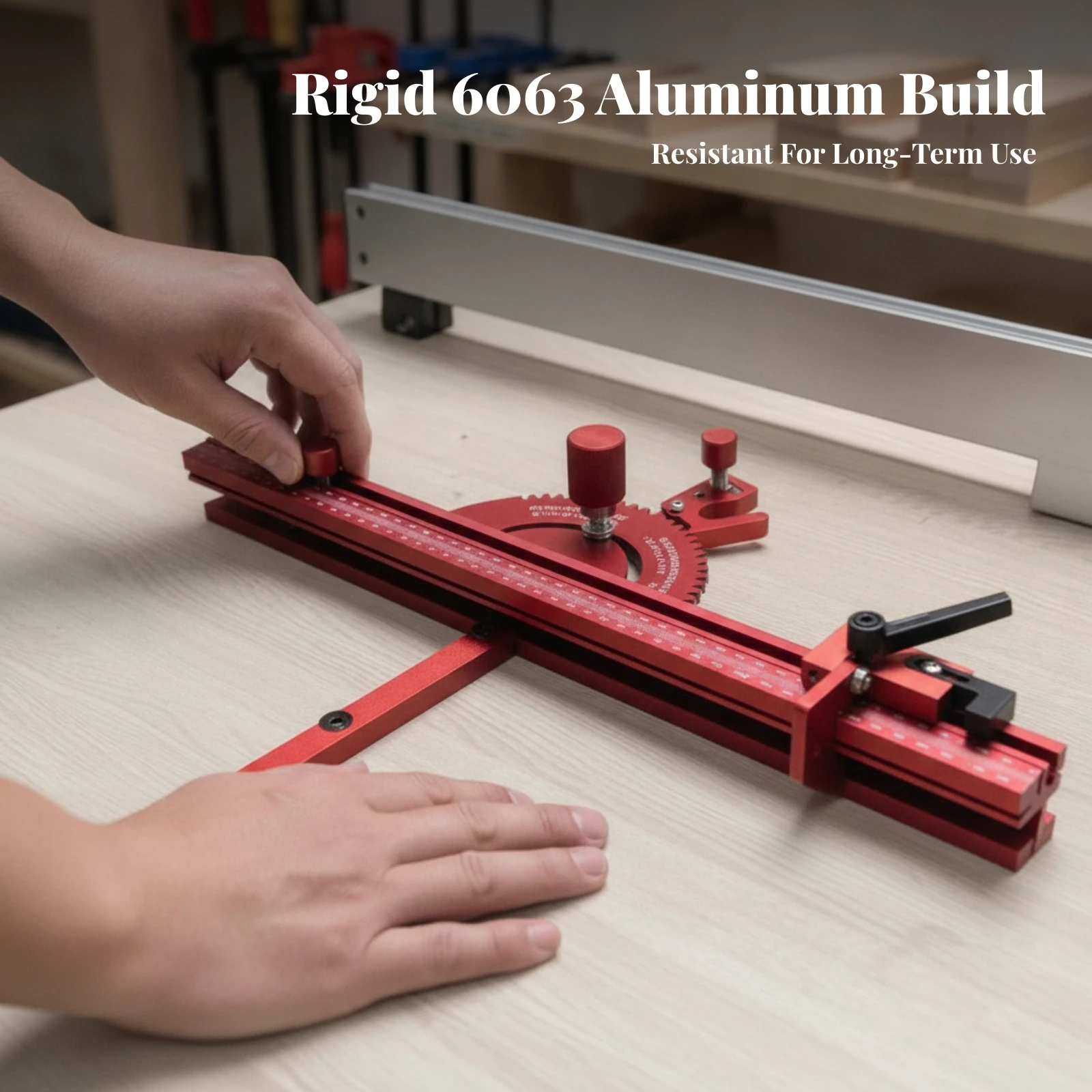 Table Saw Push Gauge Adjustable Woodworking Push Gauge Lockable Long-Lasting for Woodworkers, Angled Cuts, Crosscuts