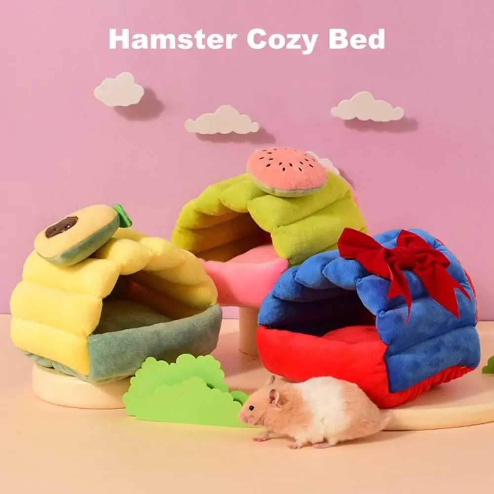 

Plush Hamster Nest Small Animal Hideout Bed Cozy Rabbit Cave House for Guinea Pigs Ferrets Hedgehogs Winter Pet Accessories