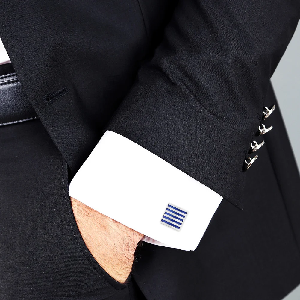 

1Pair Stripe French Shirt Cufflinks Alloy Business Style Elegant Daily Wear Anniversary Valentine Gift