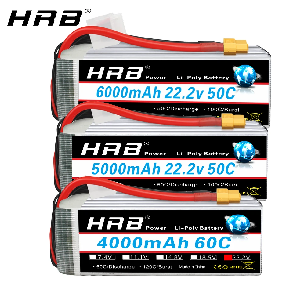 HRB 6S Lipo Battery 22.2V Drone Battery 1800mah 2200mah 3300mah 4000mah 5000mah 6000mah 12000mah 16000mah 22000mah RC Parts