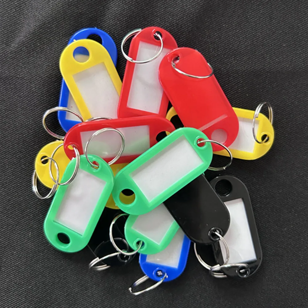 60 Pcs Keychain Key Tags With Labels Colorful Plastic Key Identifiers Luggage Bag Accessories DIY Numbered Name Baggage Tag