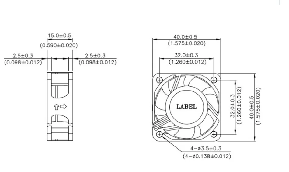 Ventola inverter per server con interruttore di controllo della temperatura a quattro fili, volume d'aria elevato, 4 cm, doppia sfera, 12 V, 40x40x15 mm