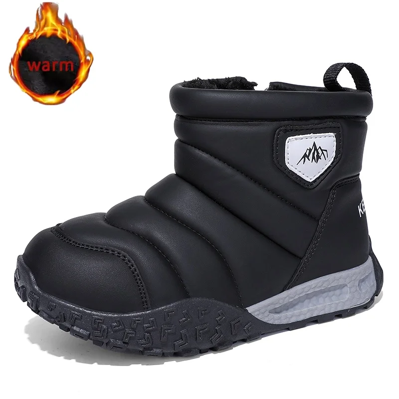 

Winter Children's Outdoor Non-slip Snow Boots Waterproof Boys And Girls Plush Warm Thickened Walking Sneakers Comfortable Ankle