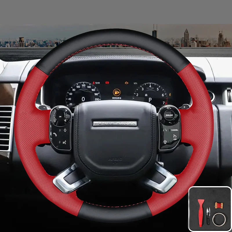 Genuine Leather for Land Rover 2013-2022 Range Rover 2017-2020 Discovery Hand Sewing Car Steering Wheel Cover Car Accessories