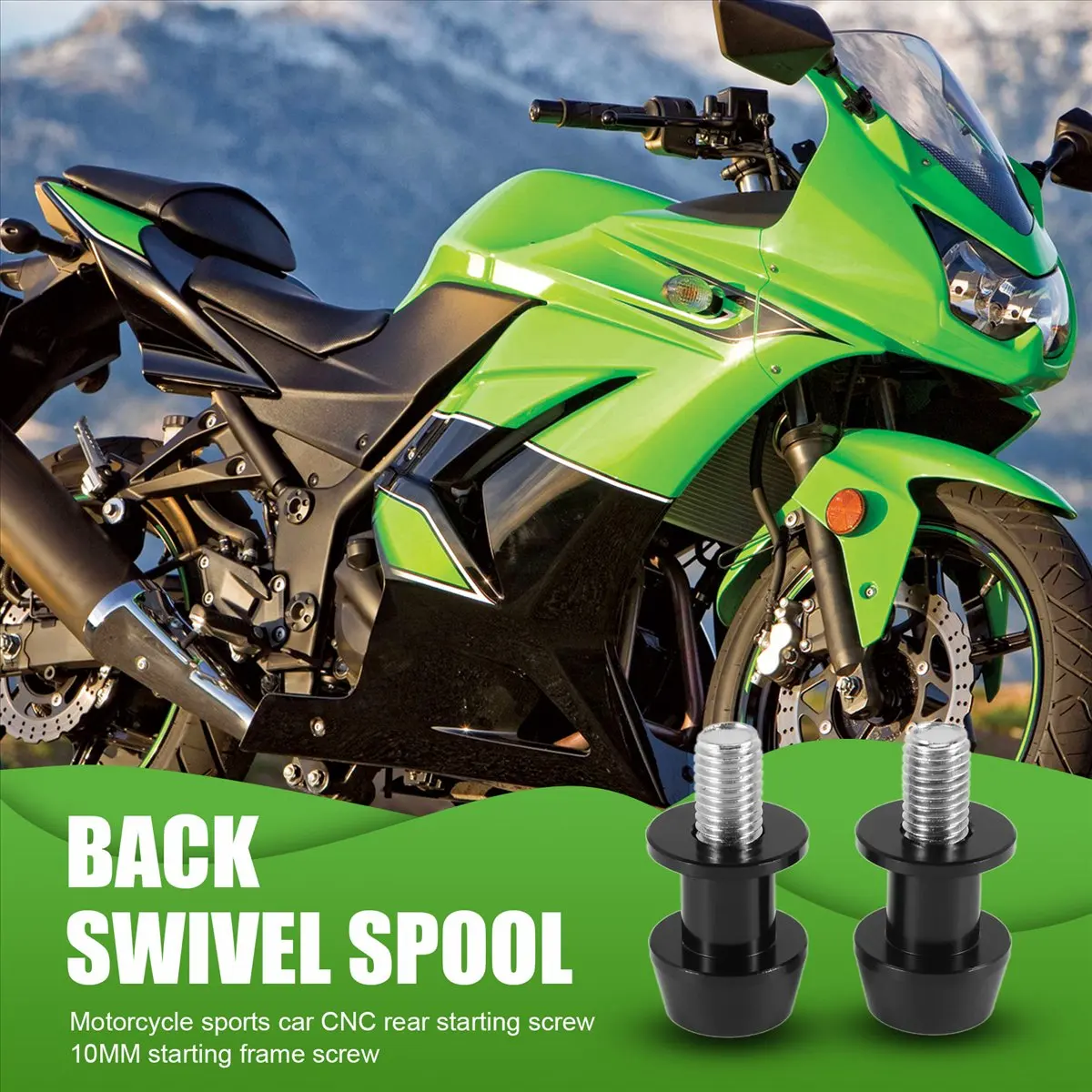 Super Sale 2X Motorcycle CNC Swingarm Swing Arm Spool Sliders Stand Bobbins 10mm for Kawasaki Ninja 250 ER6 Z 250 ER6F - Black