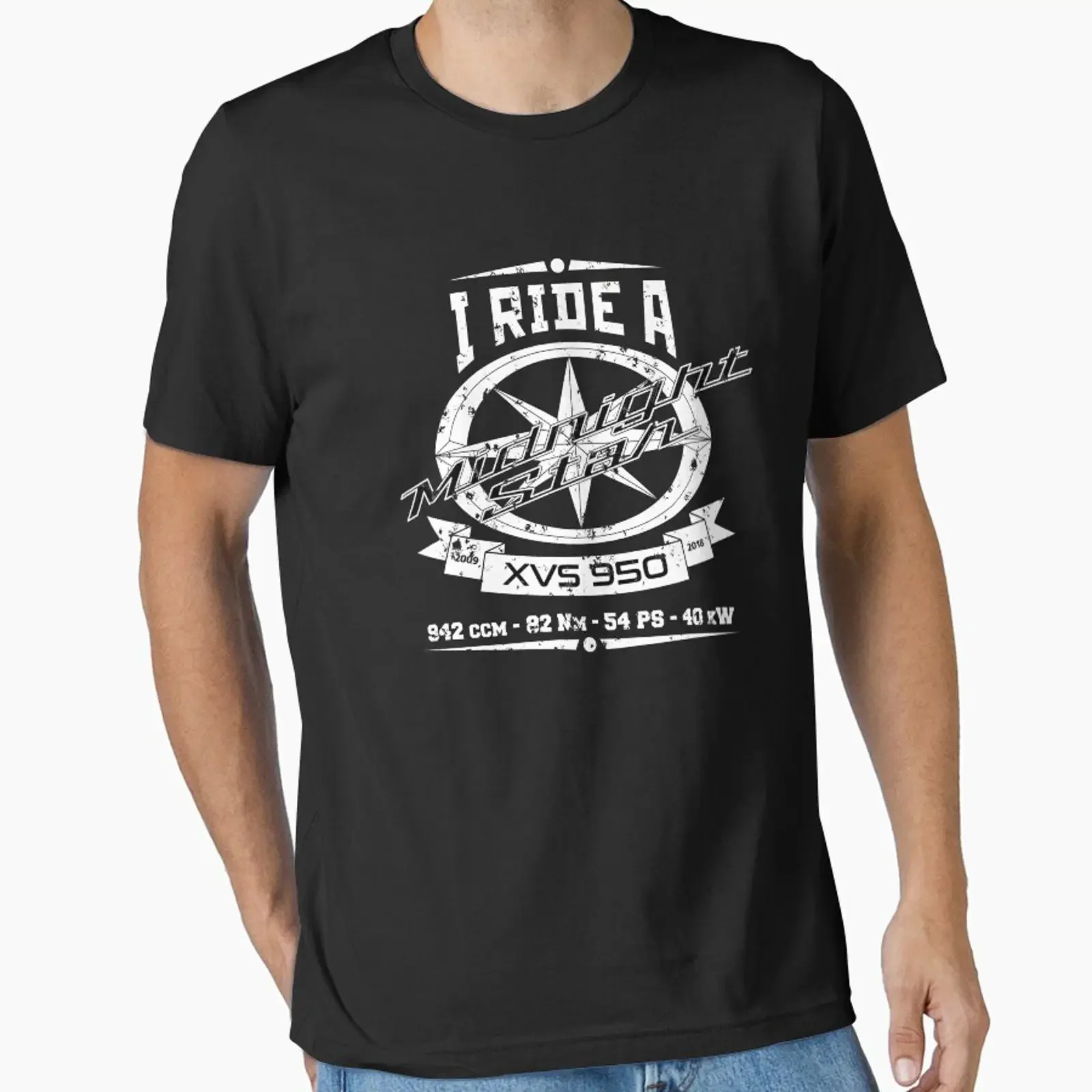 I Ride A Midnight Star XVS 950 XVS950 worn designed and sold by KlaraBubble vintage Washed graphic homme Unisex Versatile