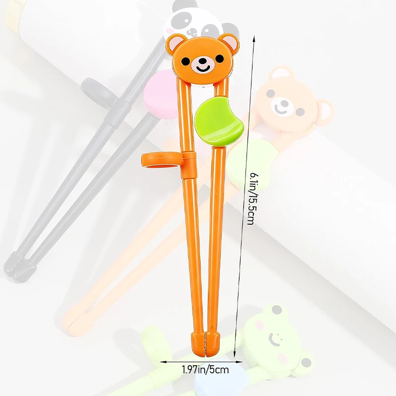 Cartoon Kids Training Chopsticks Food Grade Silicone Finger Loop Learning Helper Chopsticks for Toddler Beginner Self-Feeding