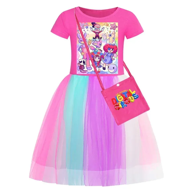 Nuevos vestidos increíbles de circo Digital para niñas, ropa de princesa para niños, vestido de moda de verano con estampado de Ragatha pomni de dibujos animados para niñas de 3 a 8 años