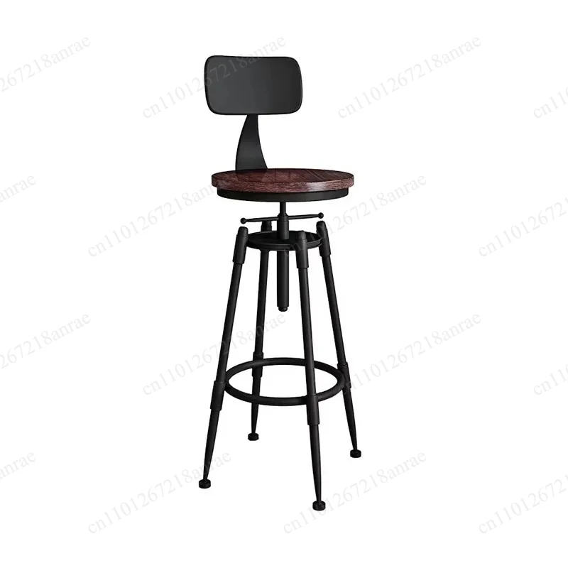 High-temperature Baking Paint Nordic Furniture Dining Chairs Lifting Rotating Bar Stools Iron High Foot Counter Seat