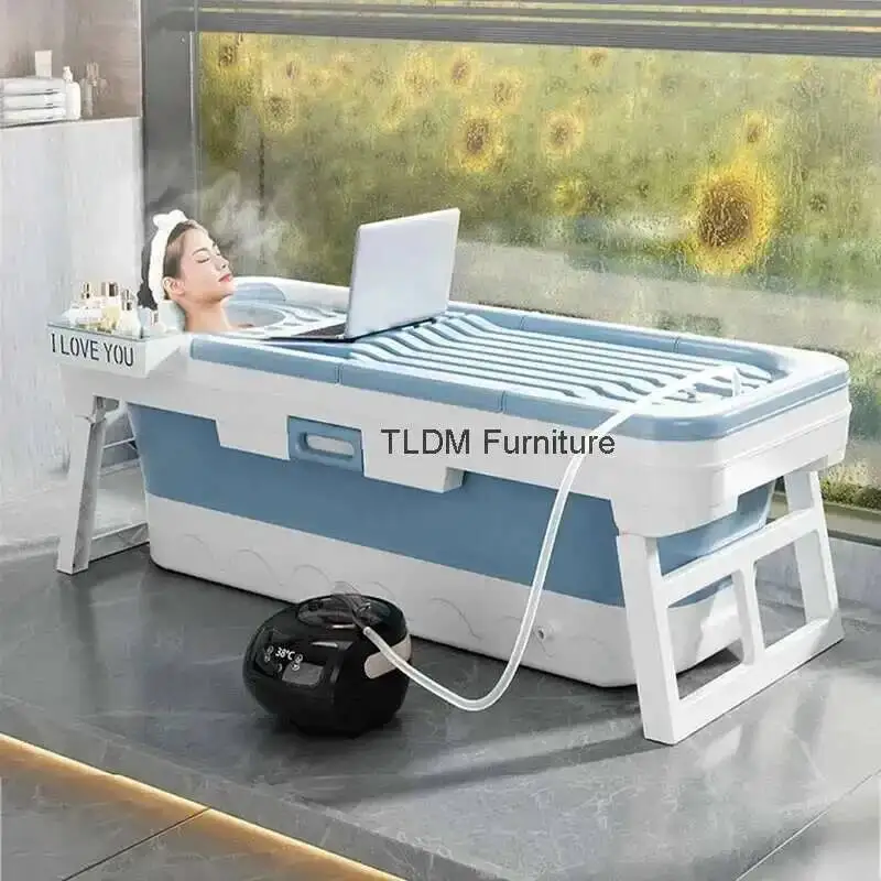 Simple Plastic Bathtub for Bathroom Bathing Tub Drainable Folding Bathtub Modern Adult Thickened Portable Bathtubs for Home