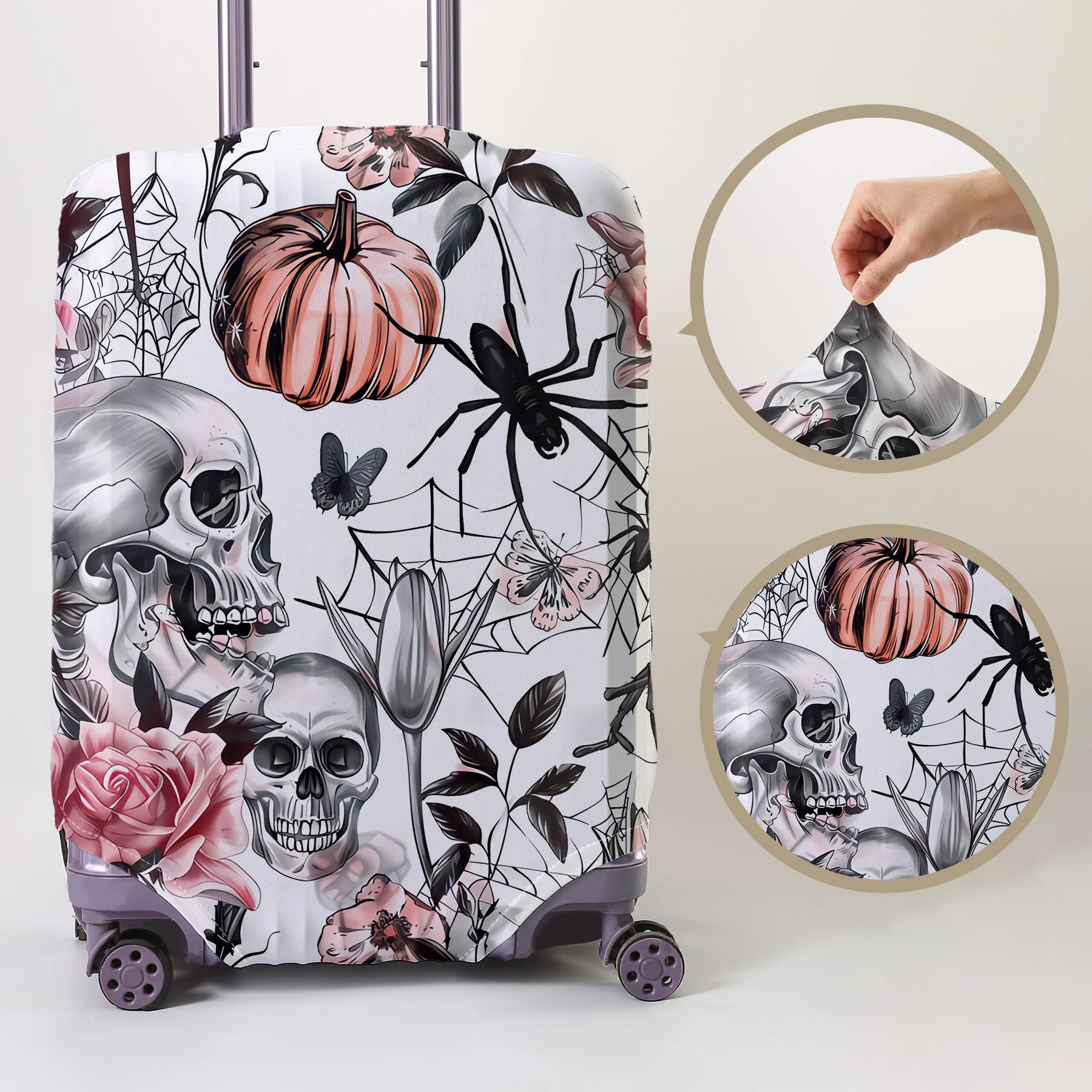 

Skeleton Rose Pattern Luggage Protective Cover, suitable for 18-32 inch luggage covers, luggage handle gloves, travel accessorie