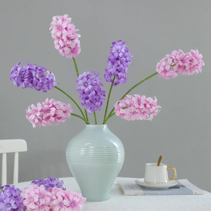 55CM Single Hyacinth Artificial Swiftgrass Wedding Party Decoration Violet Home Decoration Silk Flower Photography Props