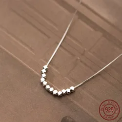 Silver 925 Necklaces For Women On Neck Small Bits Silver 925 Chain Necklace Girls Fashion Jewelry 925 Silver Necklaces Square