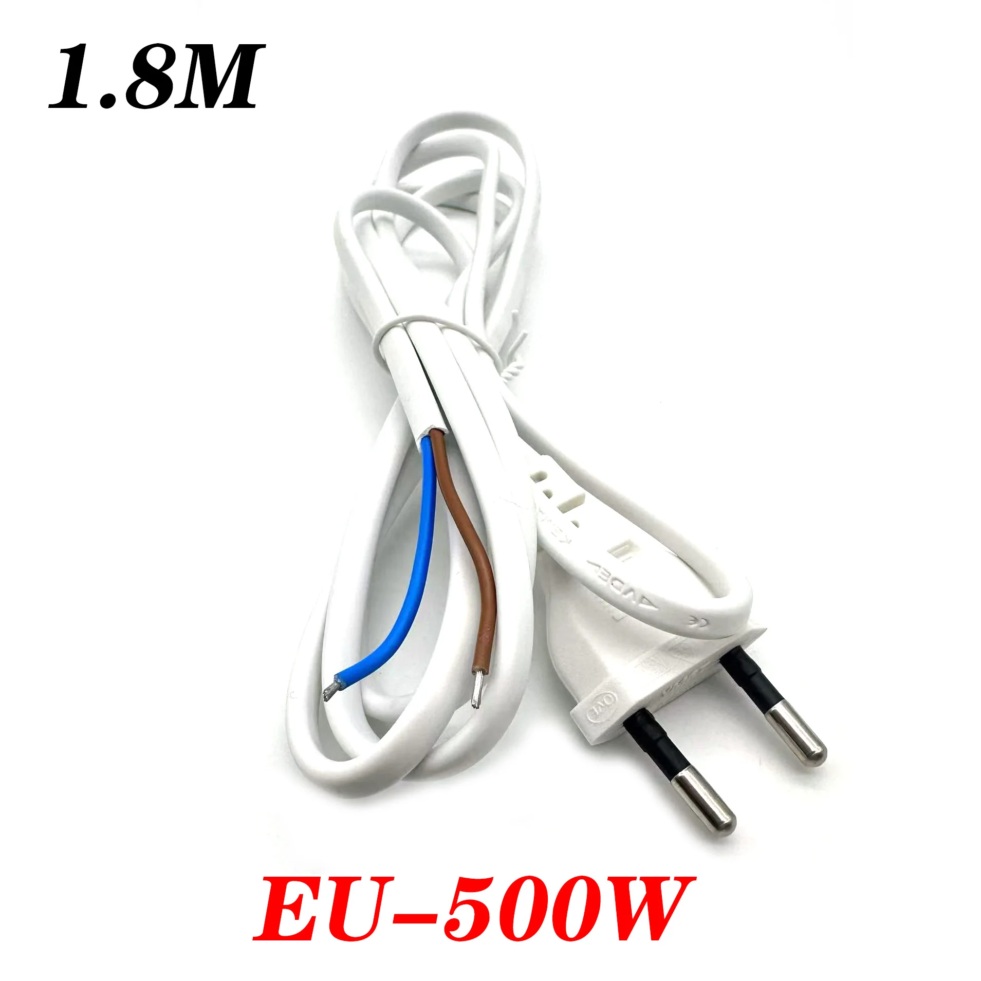 1.8M 220V White 2 Pin Prong EU Stripped Extension Cable SR Power Supply Cord European America AC Power Cable