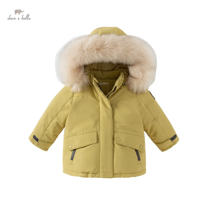 Dave Bella Children Boys Girls Cute Top Outerwear 2024 New  Autumn Winter Casual White Duck Down Overcoat Outdoor Warm DB6328-A