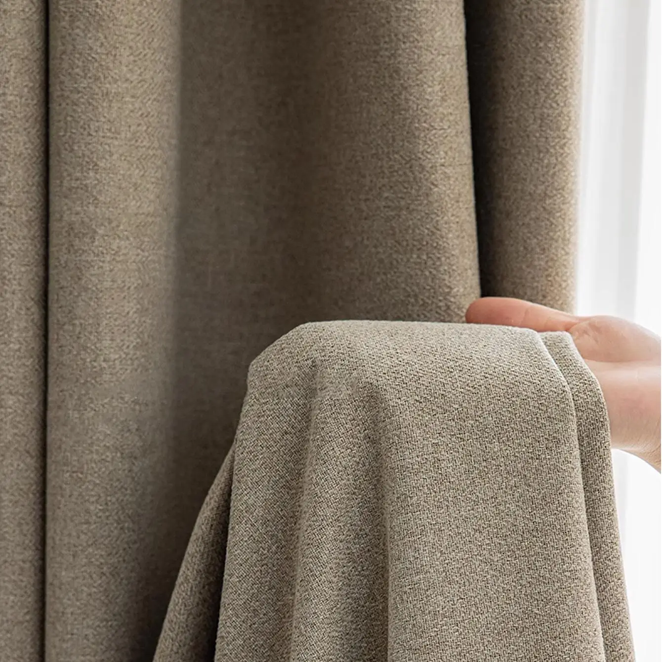 Japanese Cotton And Linen Curtains Bedroom Thickened Full Blackout Non-transparent Milk Tea Color Light-proof Sunshade Cloth