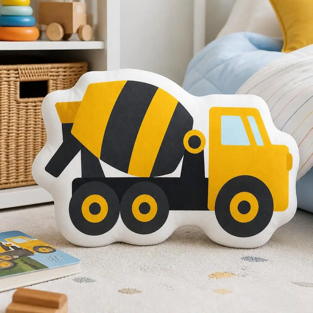 Cement Mixer Concrete Drum Pouring Plush Pillow Cushion Funny Stuffed Throw Pillow Home Decor Gift Sofa Bed Children Room Gift
