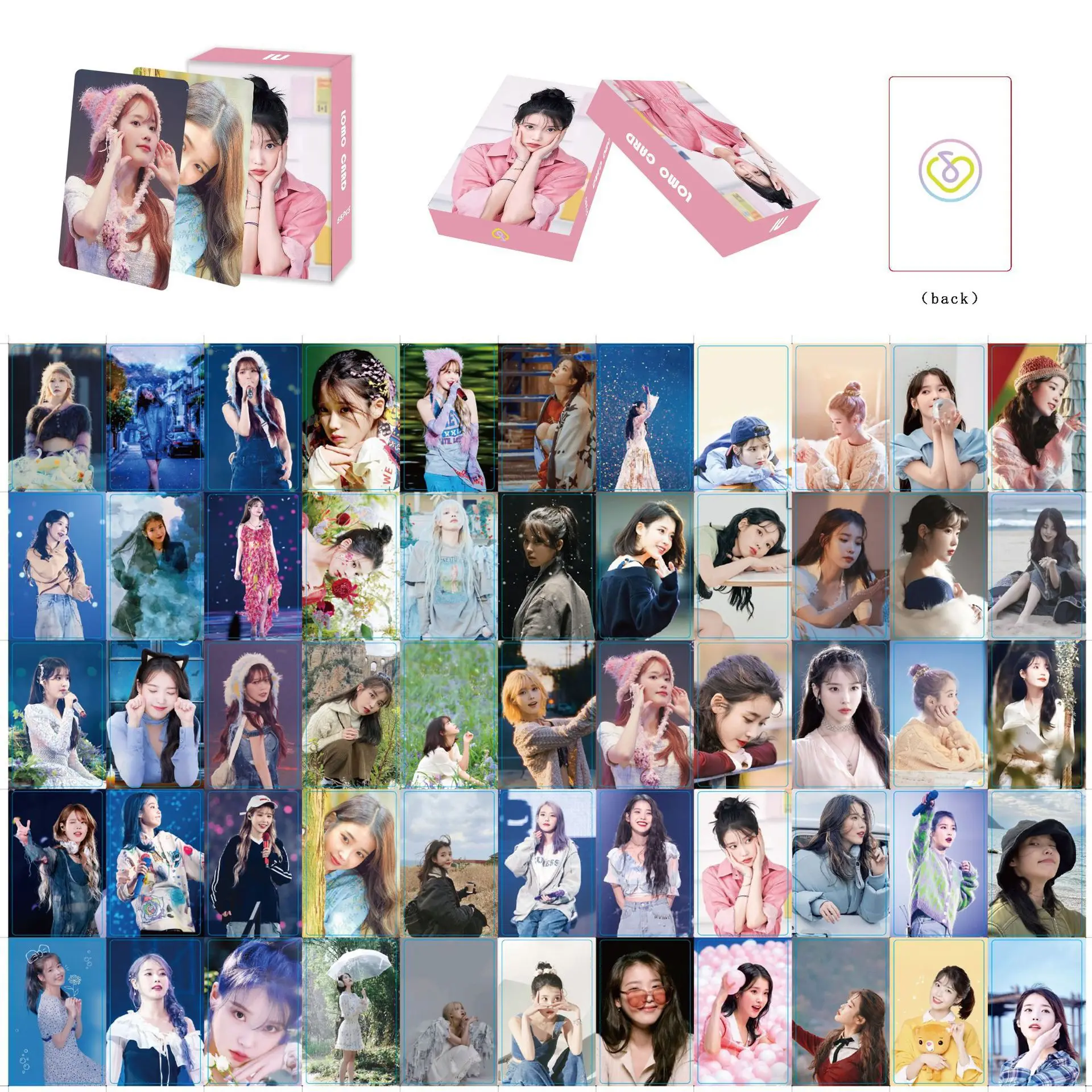 55Pcs/Set KPOP IU H.E.R World Tour Ins Photocards Cute HD Concert Selfie Double-sided Lomo Cards Postcards Uaena Birthday Gifts