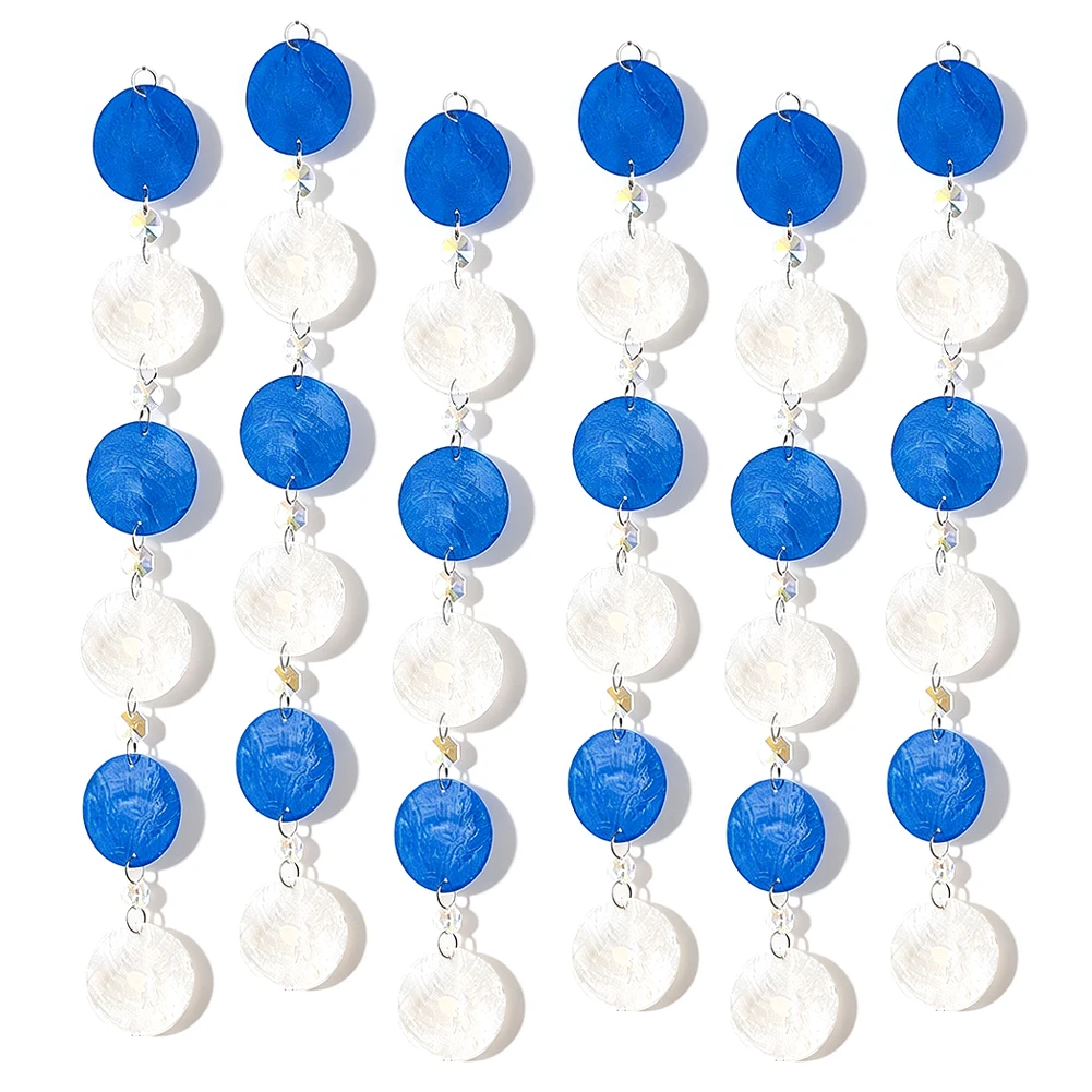 Ozean-Stil Muschel-Scheiben-Vorhang Blau-Weißer Muschel-Perlen-Vorhang für Hochzeit, Geburtstag, Babyparty, Fenster- und Wanddekoration – Detail 5
