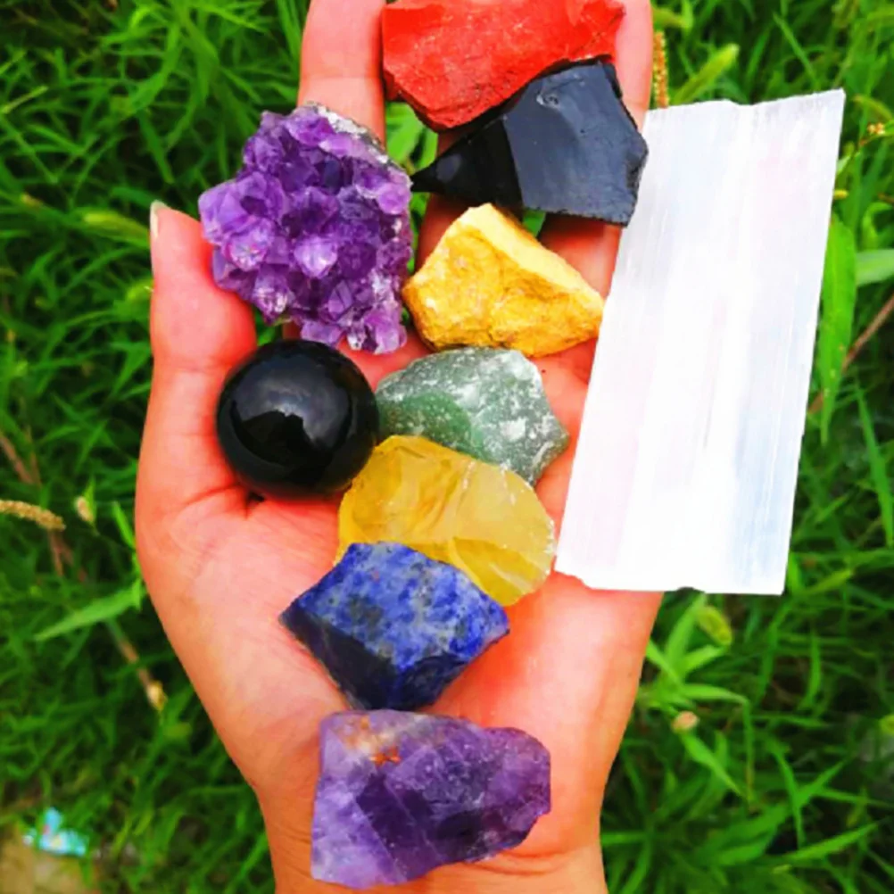 

1 комплект, семь камней чакры, натуральный кристалл, грубые полированные целебные камни, декор для медитации, кристалл для снятия стресса