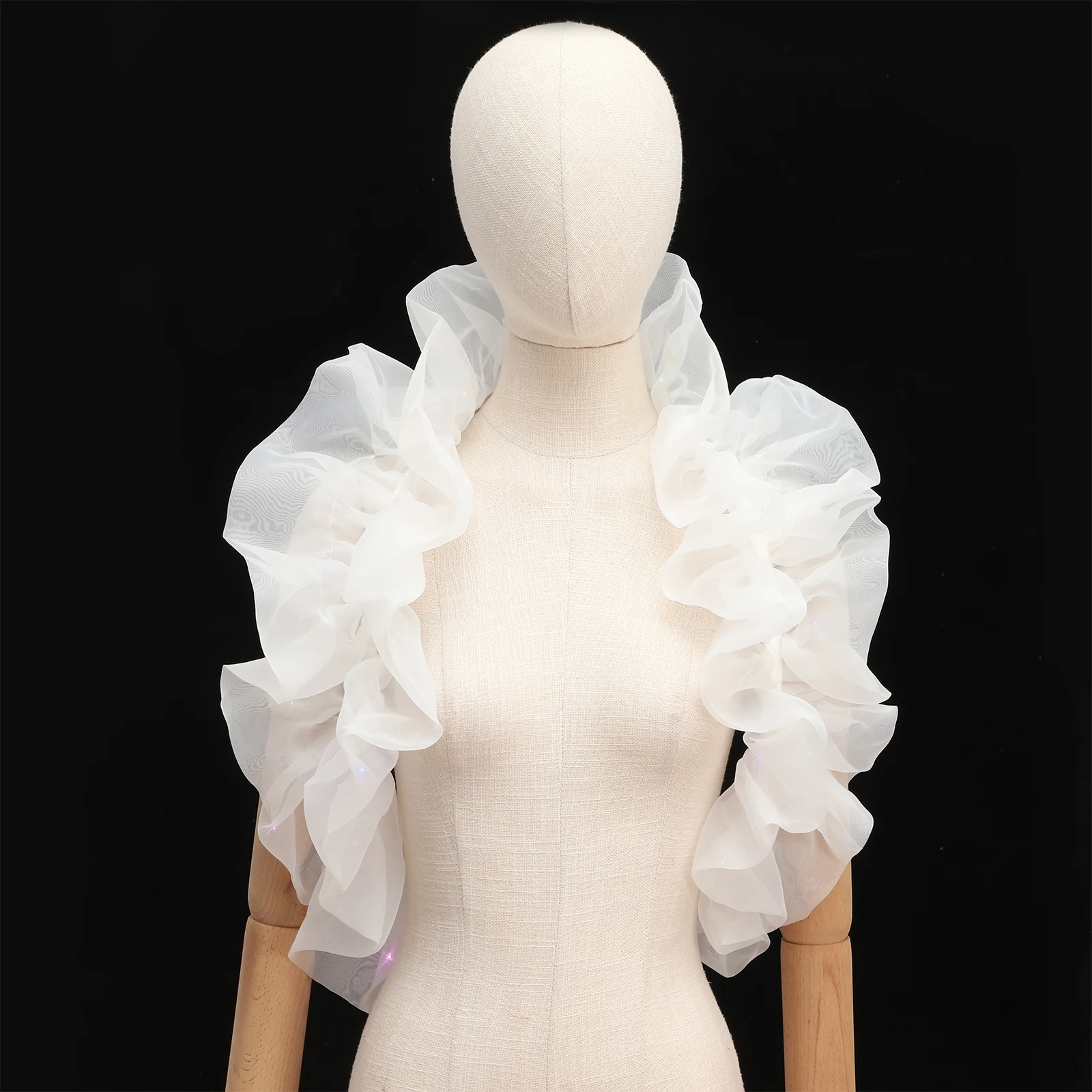 

Tulle Ruffled Shawl for Women Witch Halloween Mardi Gras Cape Costumes Wrap Halloween Gothic Masquerade Party Stage Performance