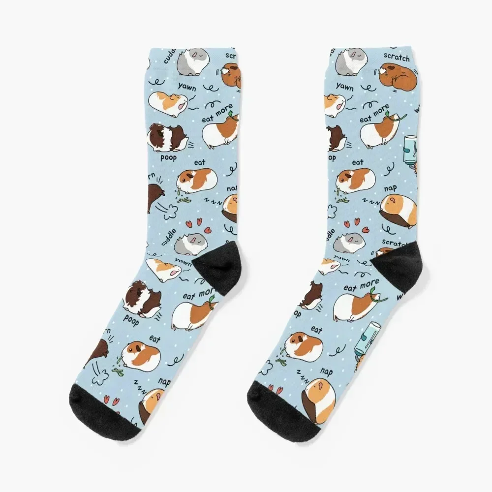 

Guinea Pig Daily To-Do List - Blue Background Socks with print New year's cycling Socks For Girls Men's