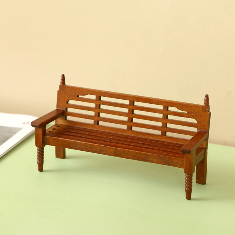 Banc de dessin animé de maison de beurre, mini ornements en bois, accessoires d'ornements