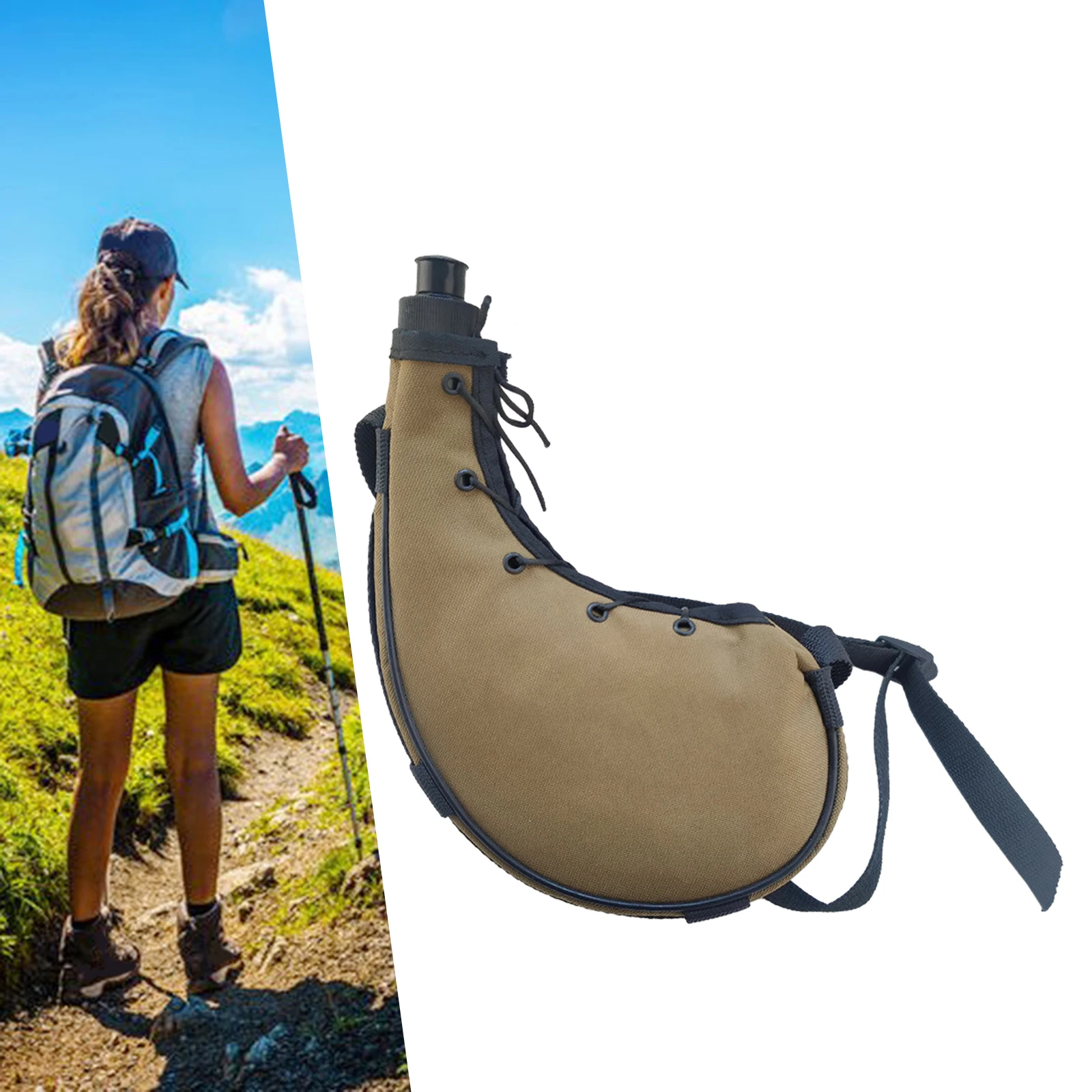 Water Bottle Modern with Belt and Cover Drinkware Outdoor Bottle Water Kettle for Climbing Hunting Adults Backpacking Traveling