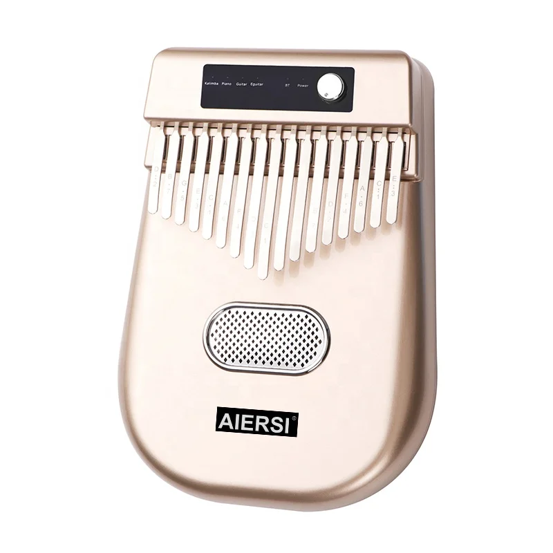 Kalimba Thumb Piano 17 Keys Gold Chromatic Bluetooth-compatible Electric Finger Percussion Instrument for Adults & Beginners