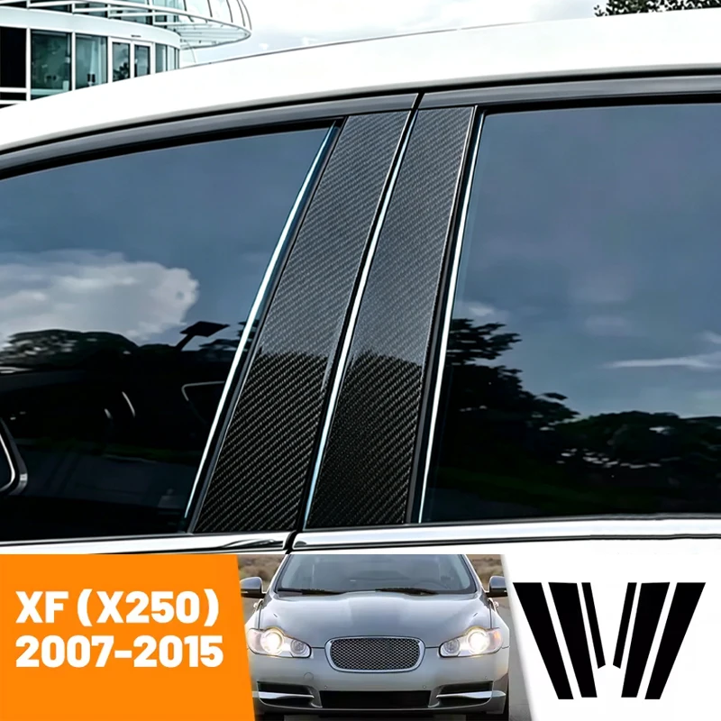 For Jaguar XF X250 2007-2015 2008 2009 2010 2011 2012 Carbon Fiber Window Door Column Deal B C Pillar Post Cover Trim Sticker