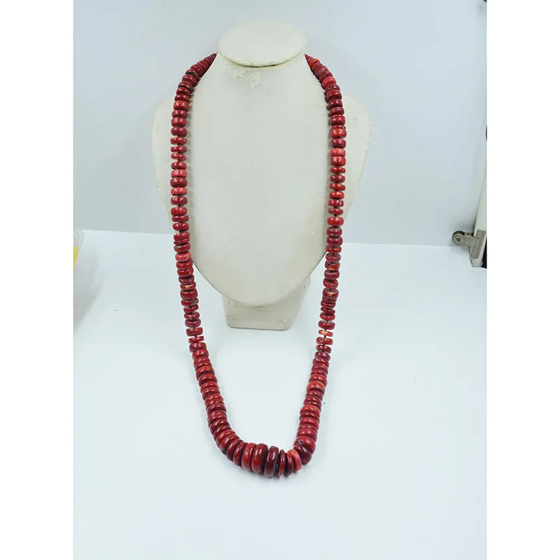

Free Shipping. 12-24MM African man jewelry, red coral necklace 100CM. HAVE flaws!