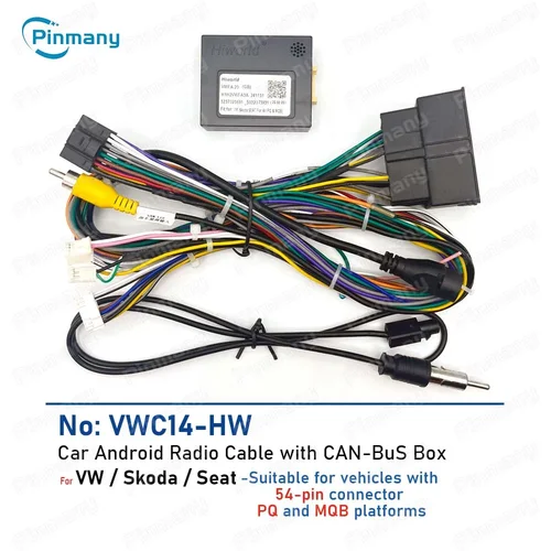 Imagen 2 del producto Arnés de cableado de alimentación de Radio Android para coche, adaptador de CAN Bus VWC14 para VW Golf 7 Tiguan Teramont Caddy Jetta Amarok Skoda Kodiaq