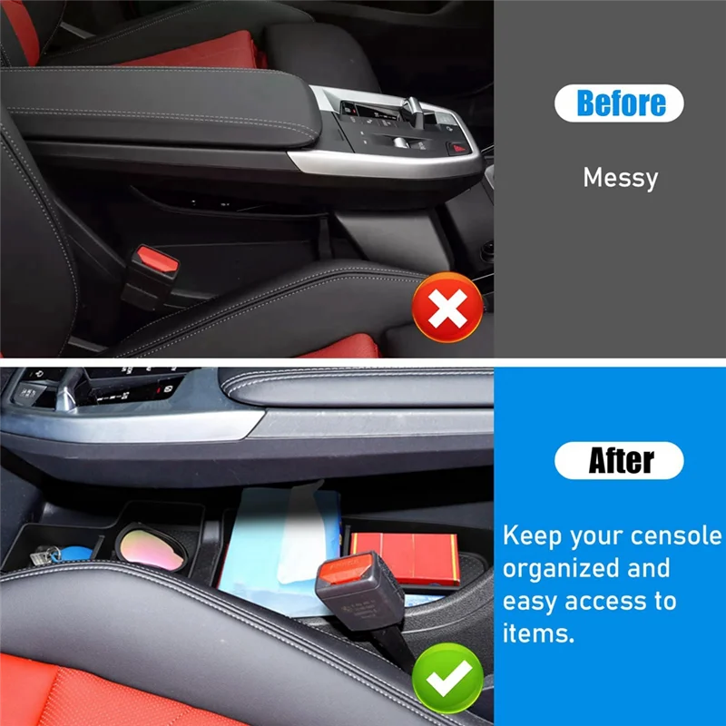 

A09E-For BMW X1 U11 2023 2024 Center Console Lower Organizer Tray - Under Console Storage Box Spare Parts Accessories Parts 2PCS