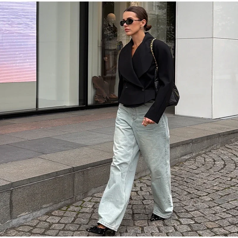 Damen-Hosen-Sets, V-Ausschnitt, Langarm, Taillenbetonende Asymmetrische Mäntel, Hochgeschnittene Plissierte Hosen, Schicke Büro-Outfits für Damen, Neuheiten – Detail 16