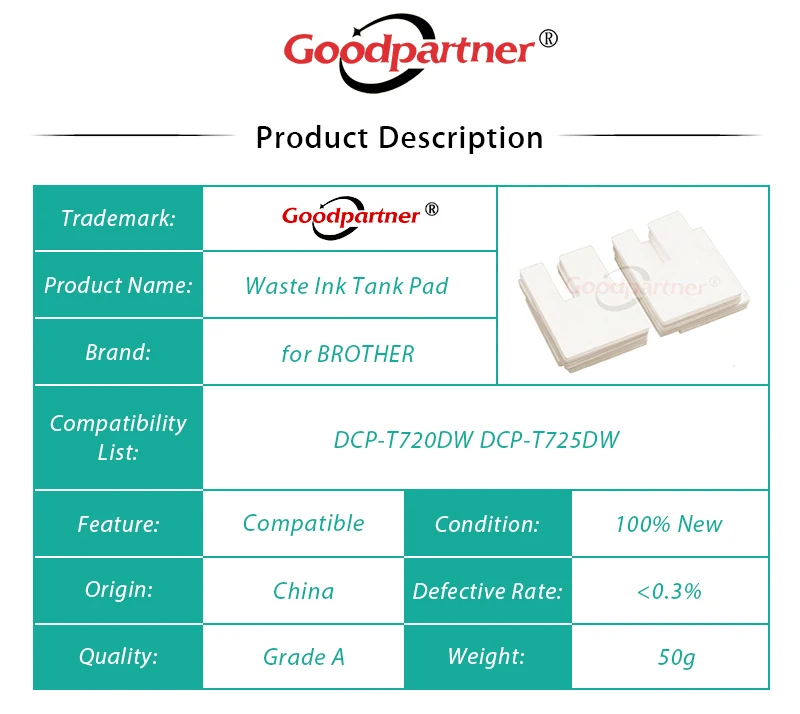 1X Waste Ink Tank Pad Sponge Absorber for BROTHER DCP-T720DW DCP-T725DW / DCP T720 T725