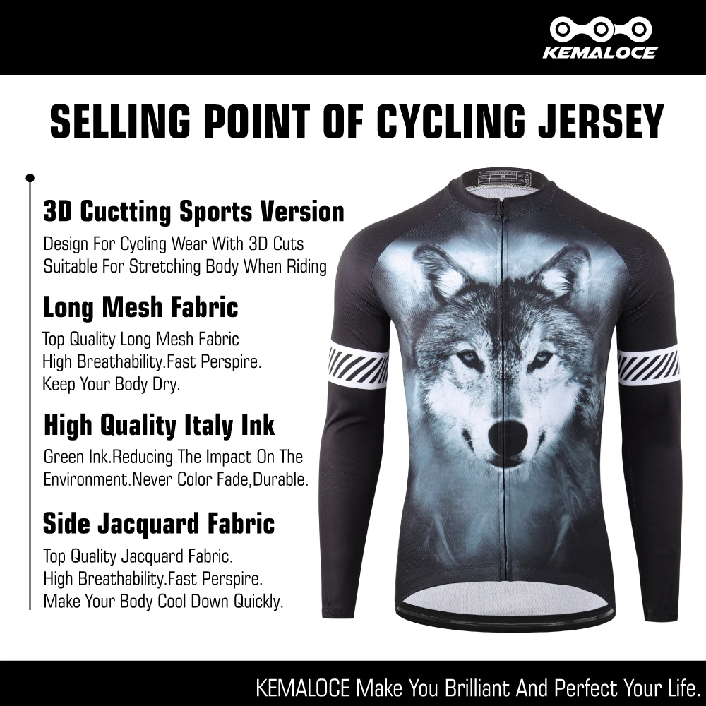 KEMALOCE Long Cycling Jersey Camouflage 2024 Quick Dry Anti UV Longsleves Bike Jersey Grey&Blue Men Long Bicycle Shirts