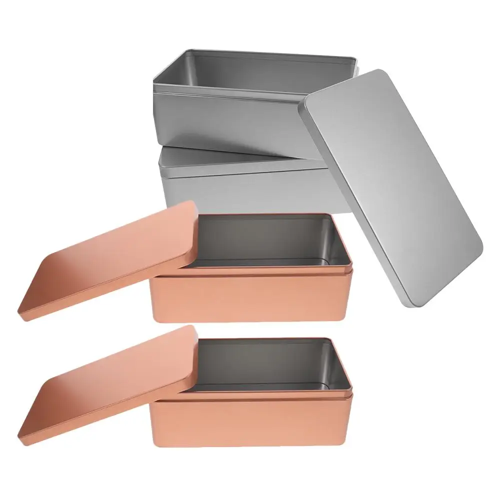 

4pcs Tinplate Tin Box With Lid Storage Jars Small Candy Cans Holder Metal Tea Containers Gold Silver Lightweight Smooth