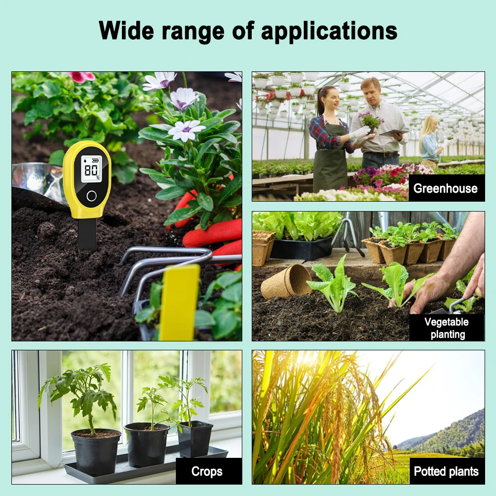 Soil Water Content Analyzer Meter Digital LCD Hygrometer Moisture Sensor Plant Water Monitor for Indoor & Outdoor Plants